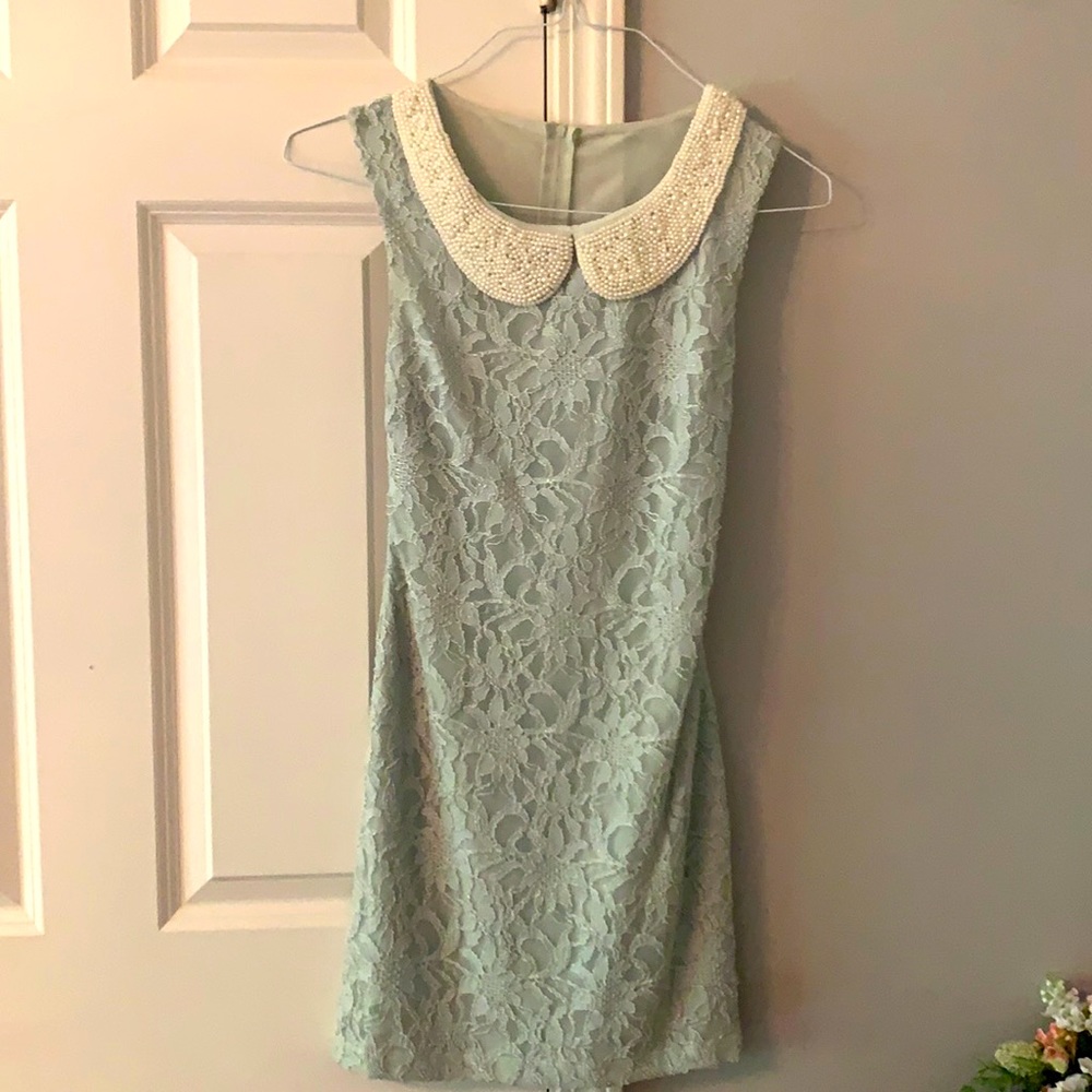 Lacey Mint Green Fitted Dress